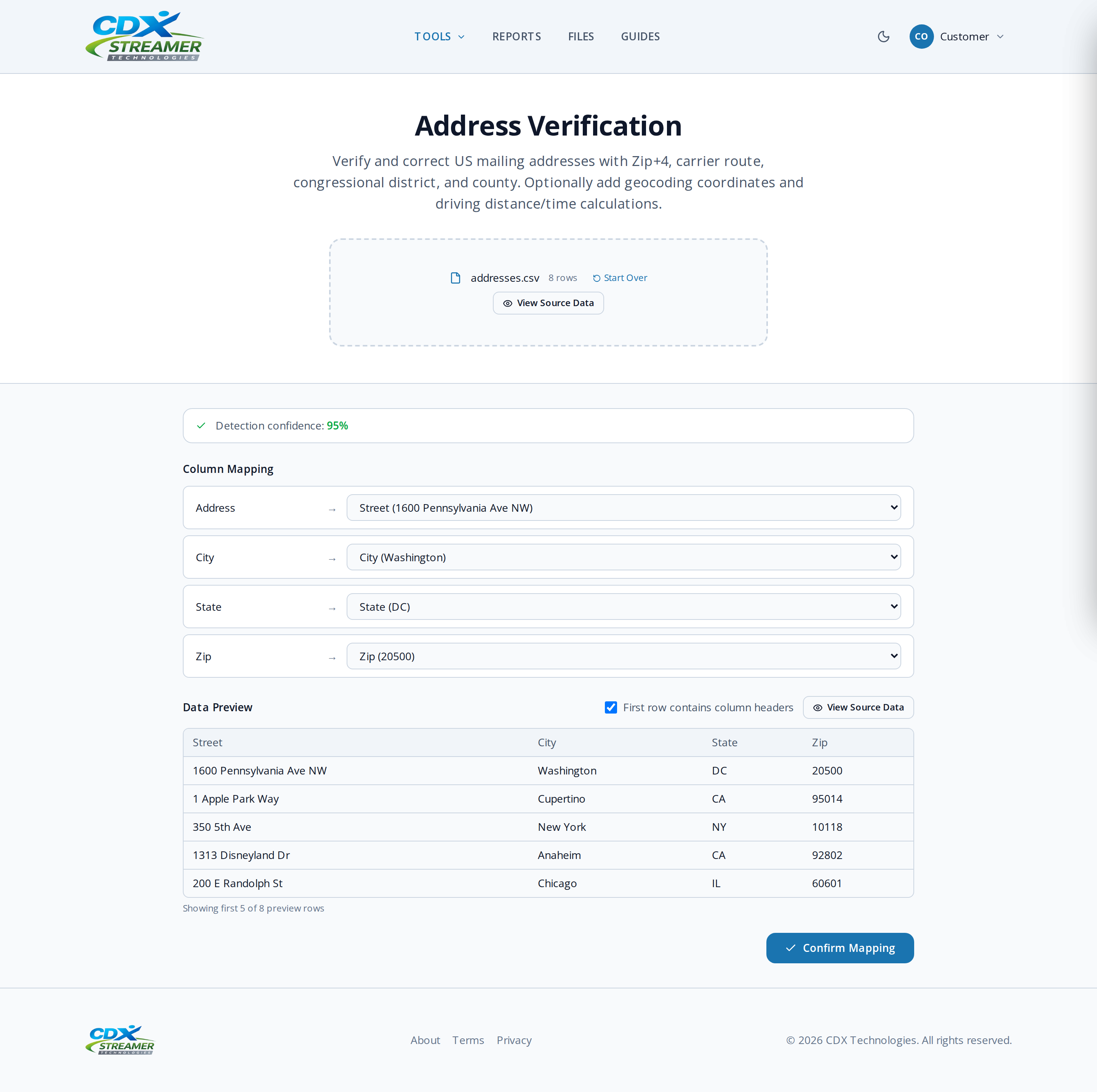 Address Verification: Upload your file